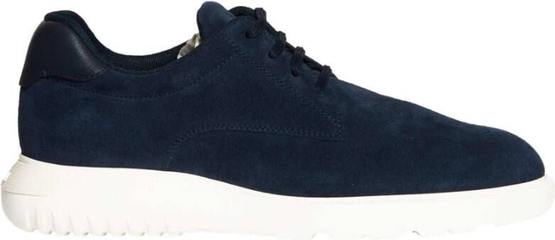 Hogan Blauwe Suède Veterschoenen Blue Heren