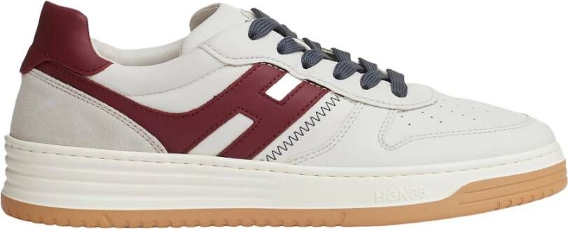 Hogan Bordeaux Leren Basket Style Sneakers White Heren