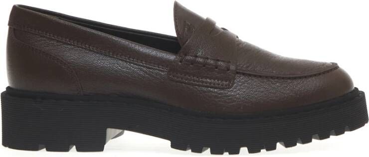 Hogan Bruin leren Loafer schoenen Brown Dames