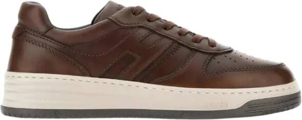 Hogan Bruine leren sneakers klassieke Italiaanse stijl Brown Heren