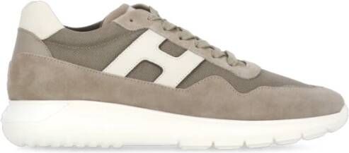 Hogan Bruine Leren Sneakers met Logodetail Brown Heren