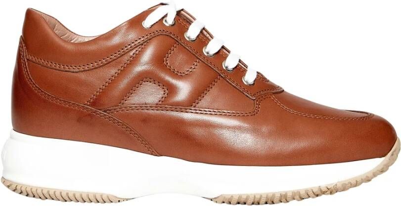 Hogan Bruine leren sneakers Ss23 Brown Dames