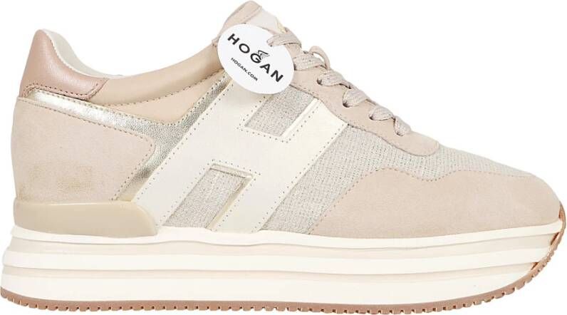 Hogan Bruine Leren Sneakers Stijlvol Platform Beige Dames