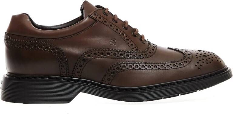 Hogan Bruine leren veterschoenen Aw23 Brown Heren