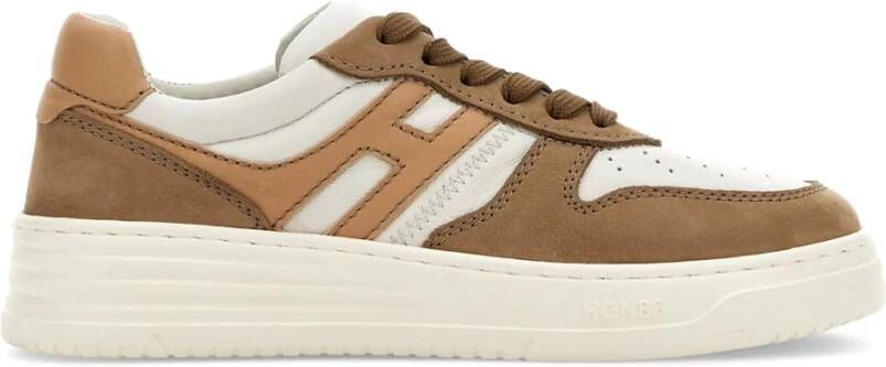 Hogan Bruine Retro Stijl Sneakers met Nubuck Bovenwerk en Memory Foam Binnenzool Bruin Dames