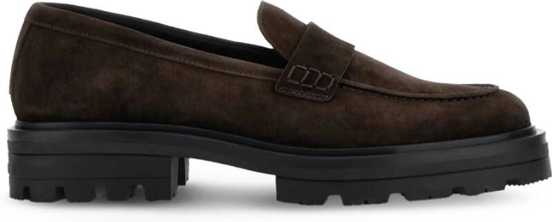 Hogan Bruine Saddle Mocassins met Extra-Lichte Zool Brown Heren