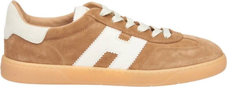 Hogan Bruine Sneakers Cool Model Gestempeld Leer Brown Heren