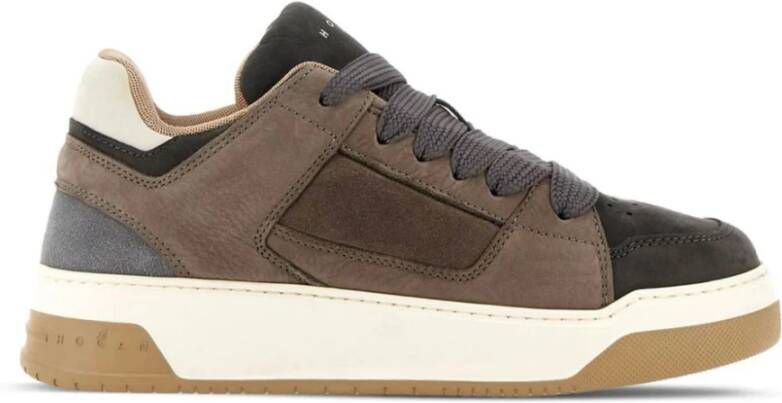 Hogan Bruine Sneakers met Voorsluiting Brown Heren