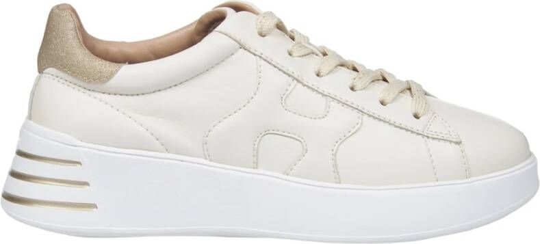 HOGAN Lage Sneakers Dames Rebel H564 Allacciato Maat: 40 Materiaal: Leer Kleur: Beige