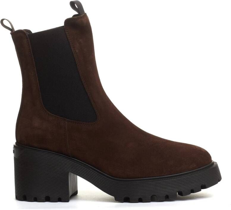 Hogan Bruine Suède Enkellaarzen Aw24 Brown Dames