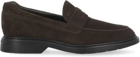 Hogan Bruine Suède Leren Loafers met Monogram Brown Heren