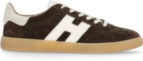 Hogan Bruine Suède Leren Sneakers Ronde Neus Brown Heren