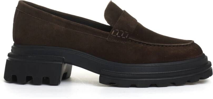 Hogan Bruine Suède Loafers Brown Dames