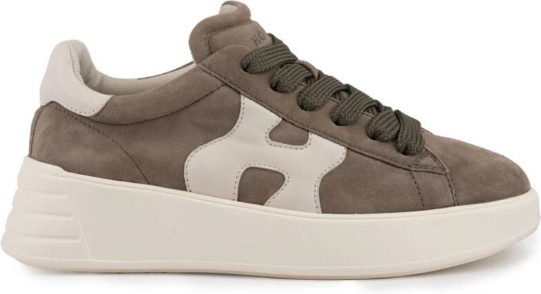 Hogan Bruine Suède Sneakers Leren Details Brown Dames