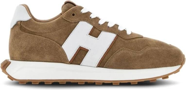 Hogan Bruine Suède Sneakers met Logopatch Brown Heren