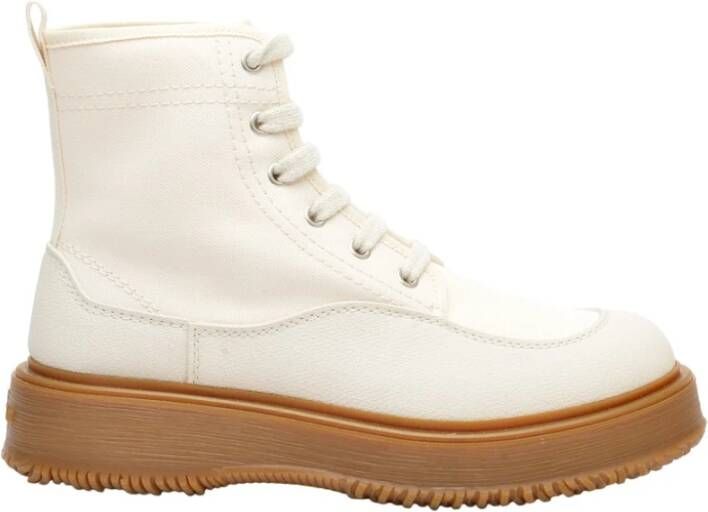 Hogan Canvas Witte Enkellaars White Dames