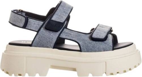 Hogan Casual denim sandalen met dikke zool Blue Dames