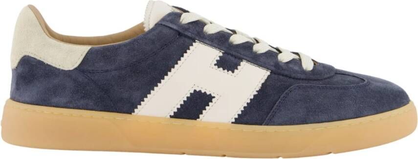 HOGAN Lage Sneakers Heren Hxm6470fb60 Maat: 43 5 Materiaal: Suède Kleur: Blauw