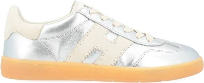 Hogan Coole Zilveren Leren Sneaker Gray Dames