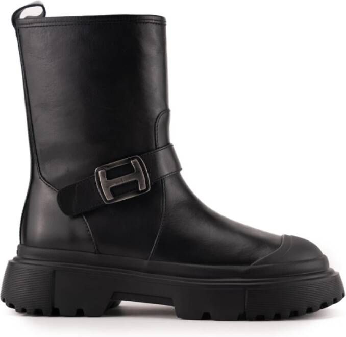 Hogan Zwarte Leren Sneakers met Persoonlijk Metalen H Black Dames