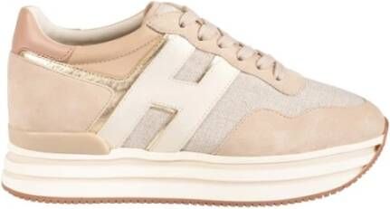 Hogan Beige Sneakers met Plateau en Logo Details Beige Dames