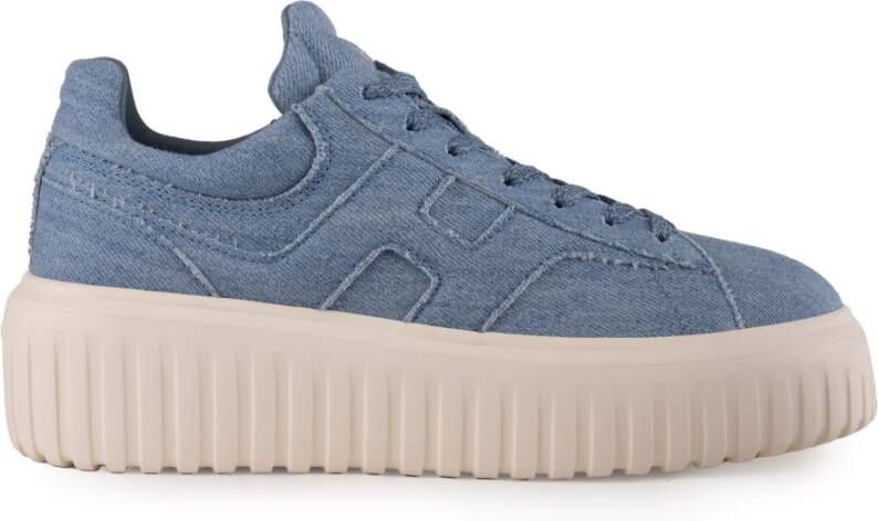 Hogan Denim damessneakers met logodetail Blue Dames