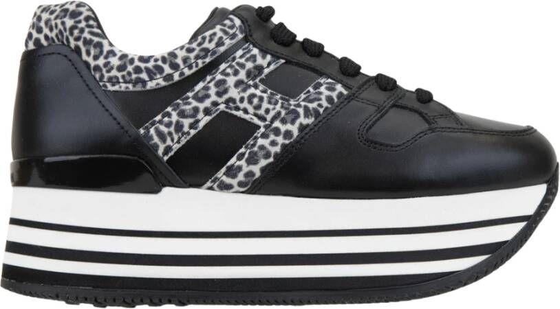 Hogan Dierenprint Veterschoenen voor Dames Black Dames