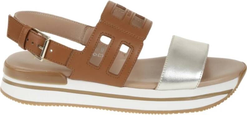 Hogan Flat Sandals Bruin Dames