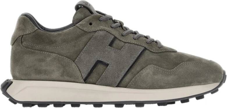 Hogan Fluweel Leren Sneakers Stijlvol en Comfortabel Gray Heren