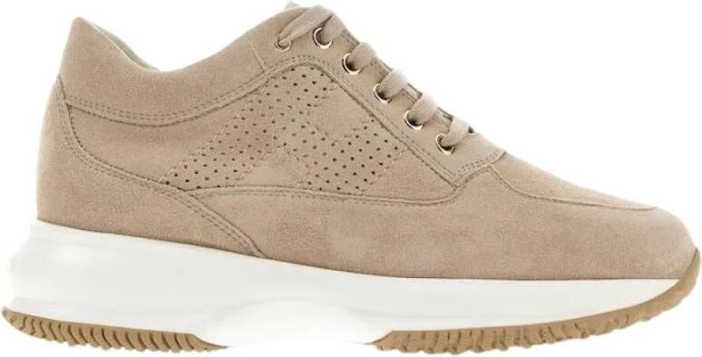 Hogan Geperforeerde Suède Sneakers met Verwijderbare Fussbett Beige Dames