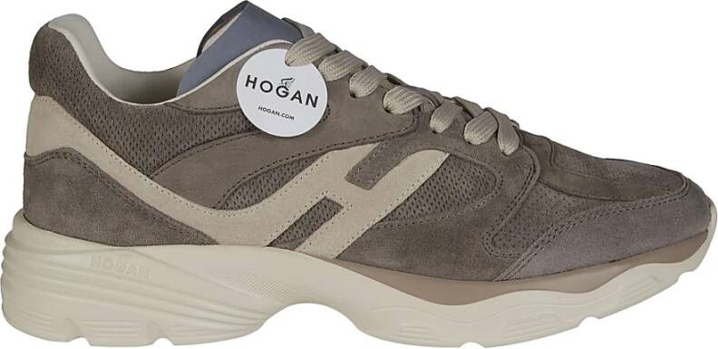 Hogan Gestanste Leren Sneakers voor Mannen Green Heren