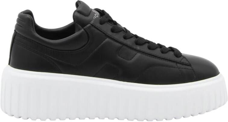 Hogan Gestikte Leren Sneakers Zwart Black Dames