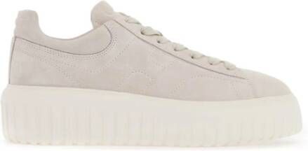 Hogan Gestreepte H-Stripes Suède Sneakers Beige Dames