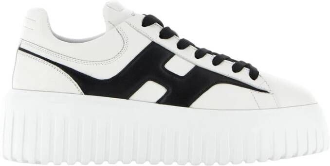 Hogan Gestreepte leren sneakers in zwart en wit White Dames