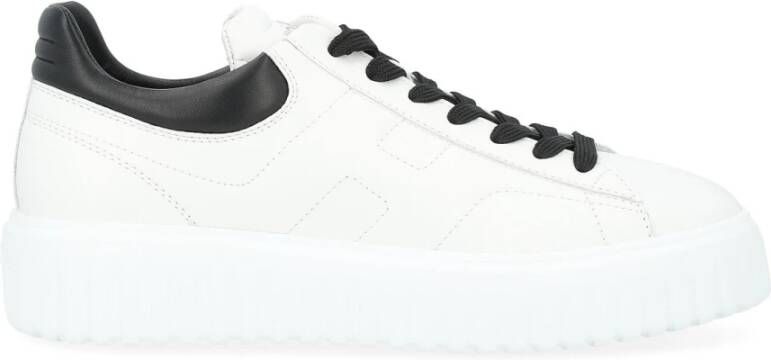 Hogan Gestreepte leren sneakers in zwart en wit White Heren