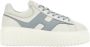 Hogan Gestreepte leren sneakers ivoor blauw detail White Dames - Thumbnail 1