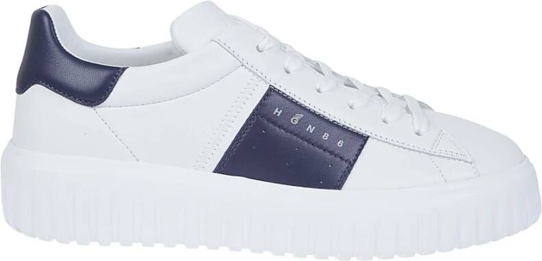 Hogan Gestreepte leren sneakers wit blauw White Heren