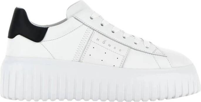 Hogan Gestreepte Leren Sneakers Witte Rubberen Zool White Dames