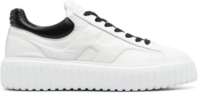 Hogan Gestreepte leren sneakers zwart White Heren