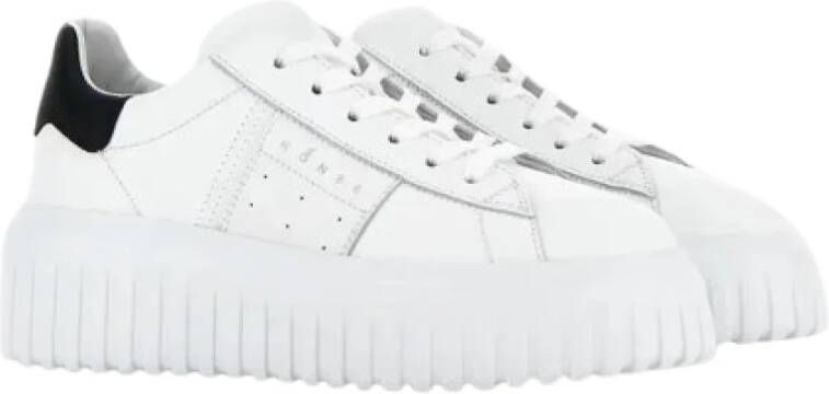 Hogan Zwarte Leren Sneakers met H Strepen White Heren