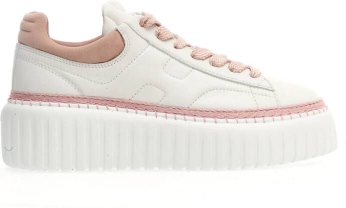 Hogan Gestreepte wit en roze sneakers White Dames