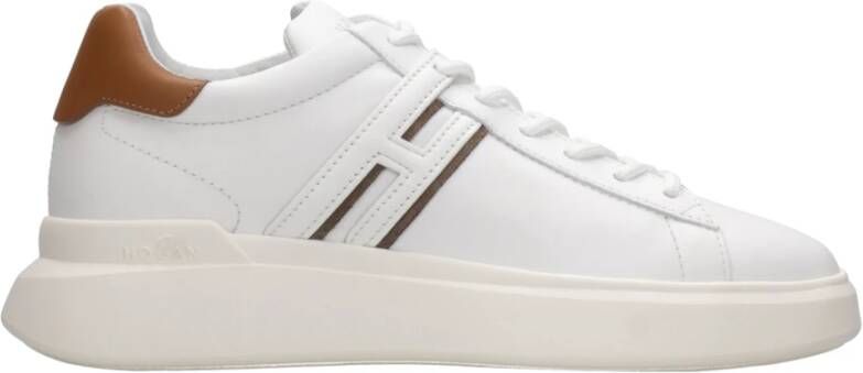 Hogan Gestroomlijnde leren sneaker White Heren