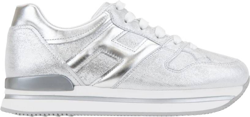 Hogan Glitter Leren Veterschoenen Gray Dames