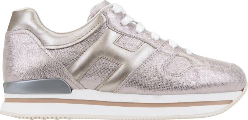 Hogan Glitter Leren Veterschoenen Pink Dames