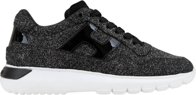 Hogan Glitter Leren Veterschoenen Vrouwen Black Dames