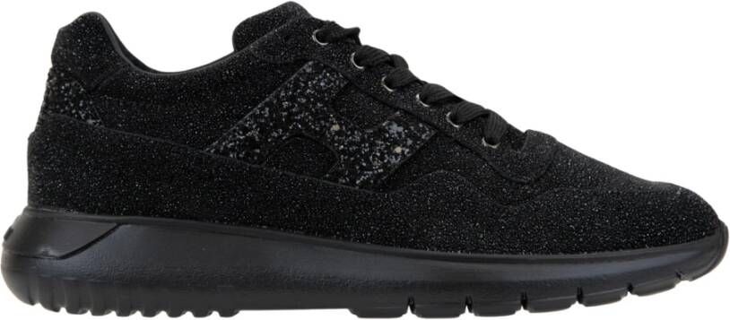 Hogan Glitter Leren Veterschoenen Vrouwen Black Dames