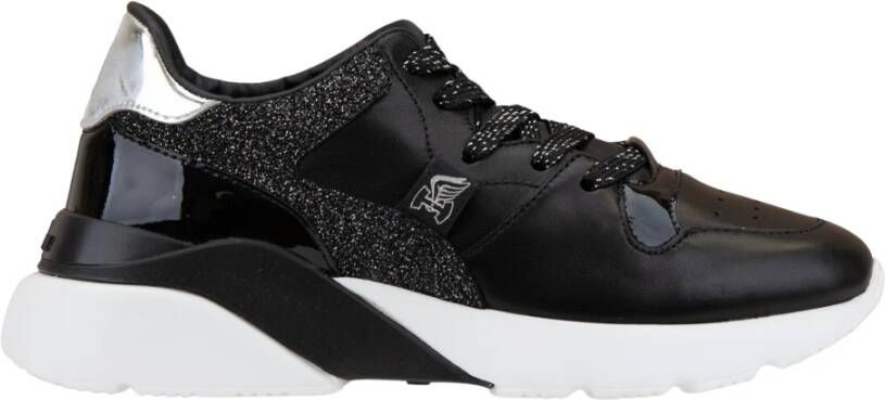 Hogan Glitter Leren Veterschoenen Vrouwen Black Dames