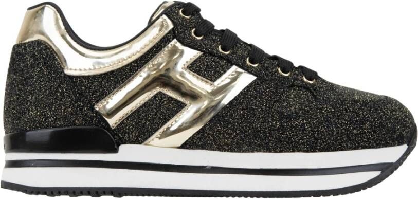 Hogan Glitter Leren Veterschoenen Vrouwen Black Dames