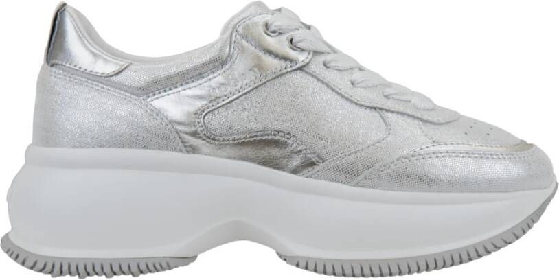 Hogan Glitter Leren Veterschoenen Vrouwen Gray Dames