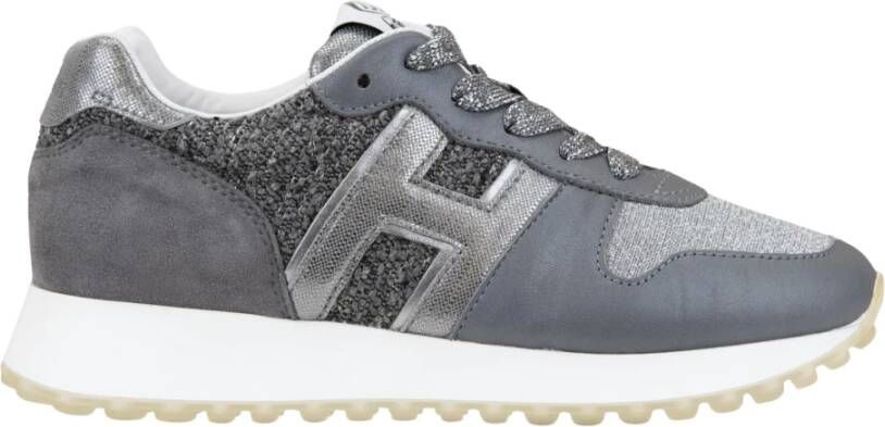 Hogan Glitter Sneakers met Suède Details Gray Dames